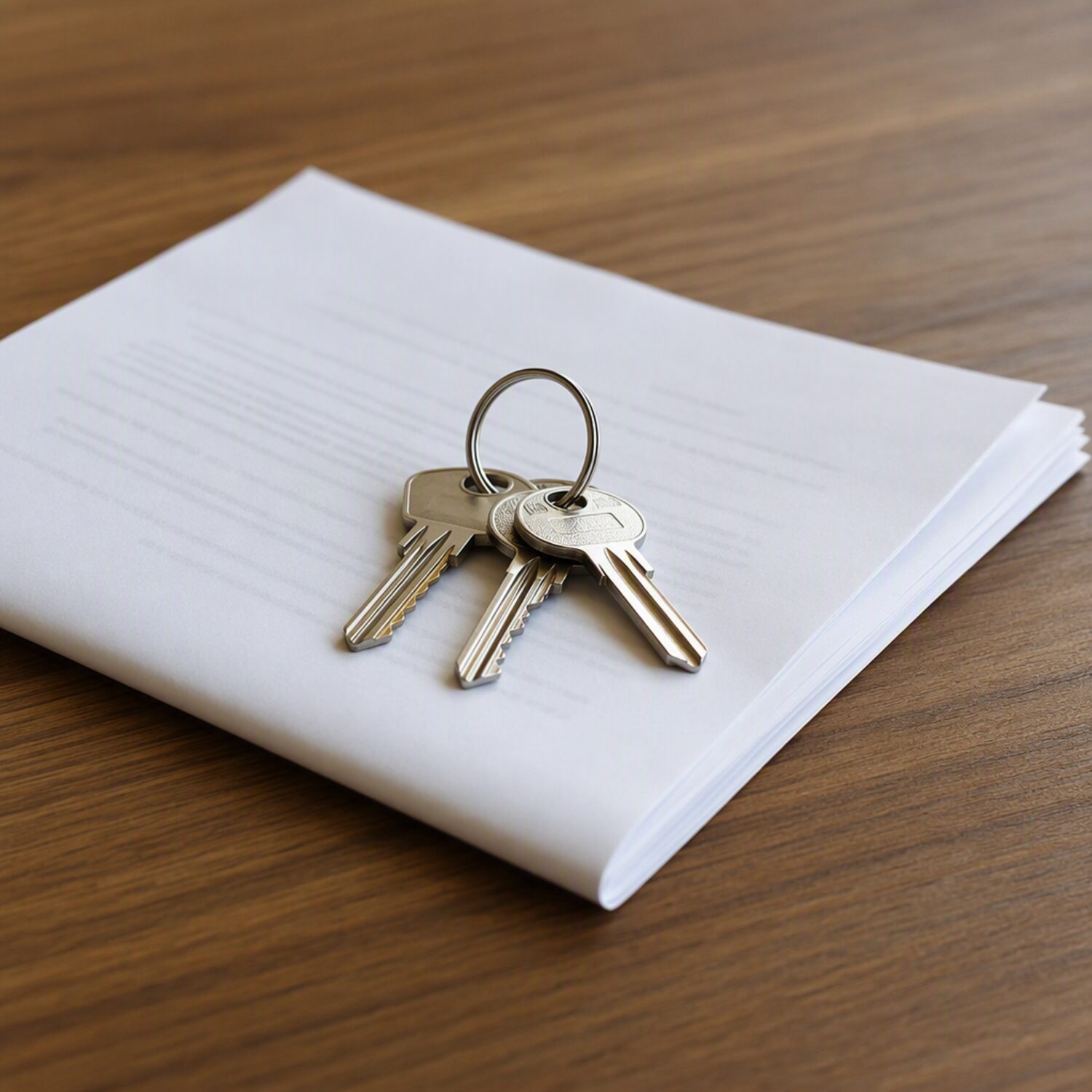 Keys resting on a folded document