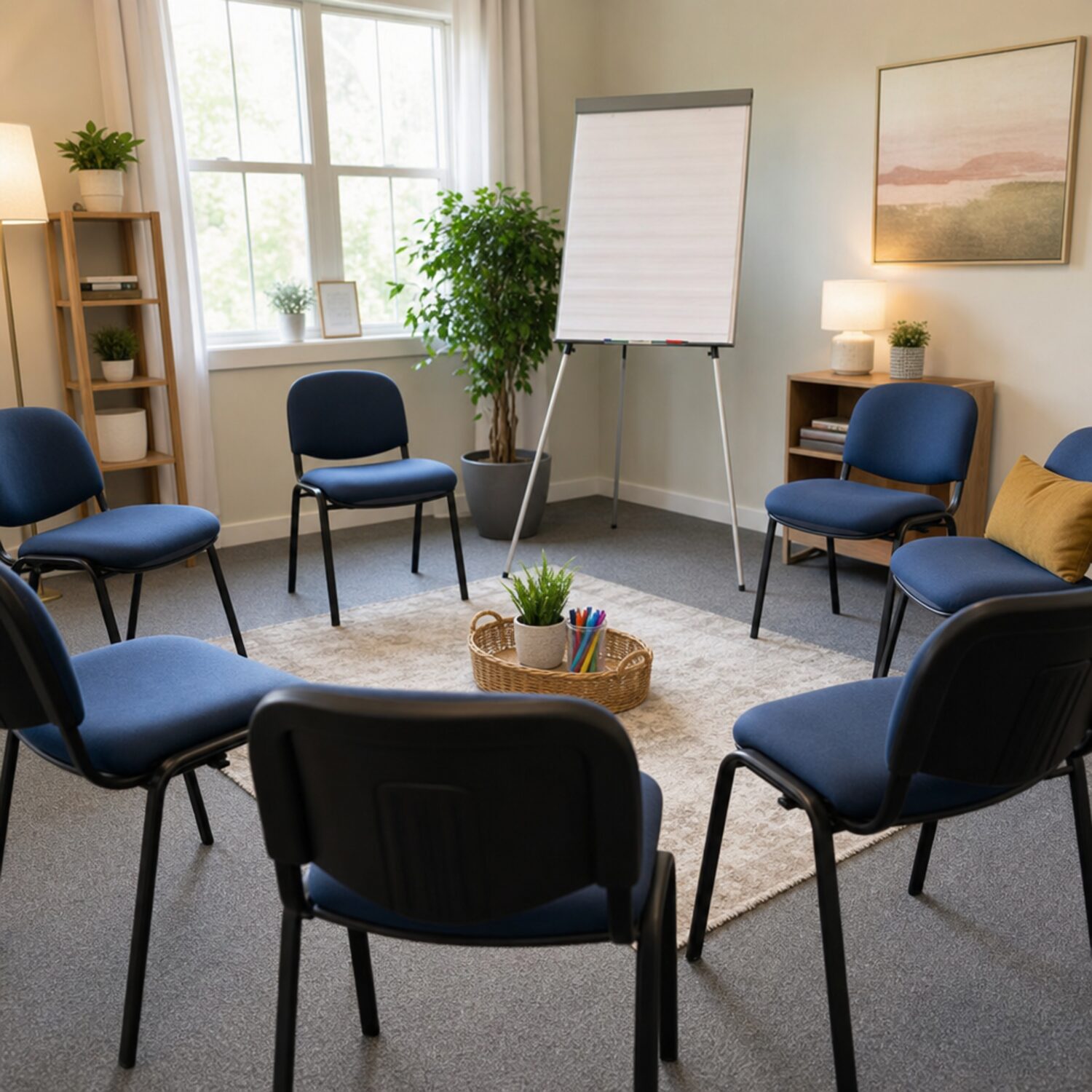 A room set up for a parenting workshop