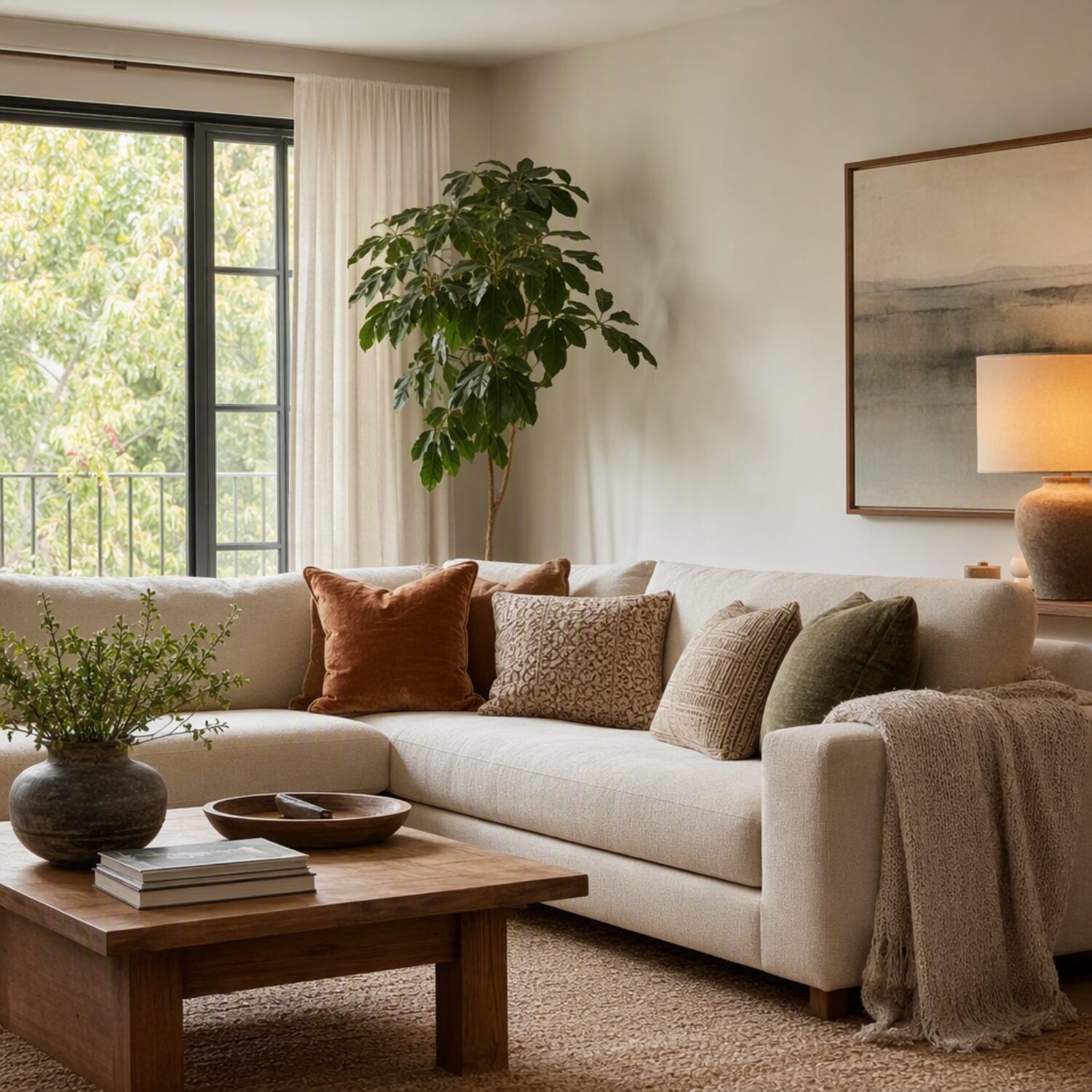 A styled living room interior