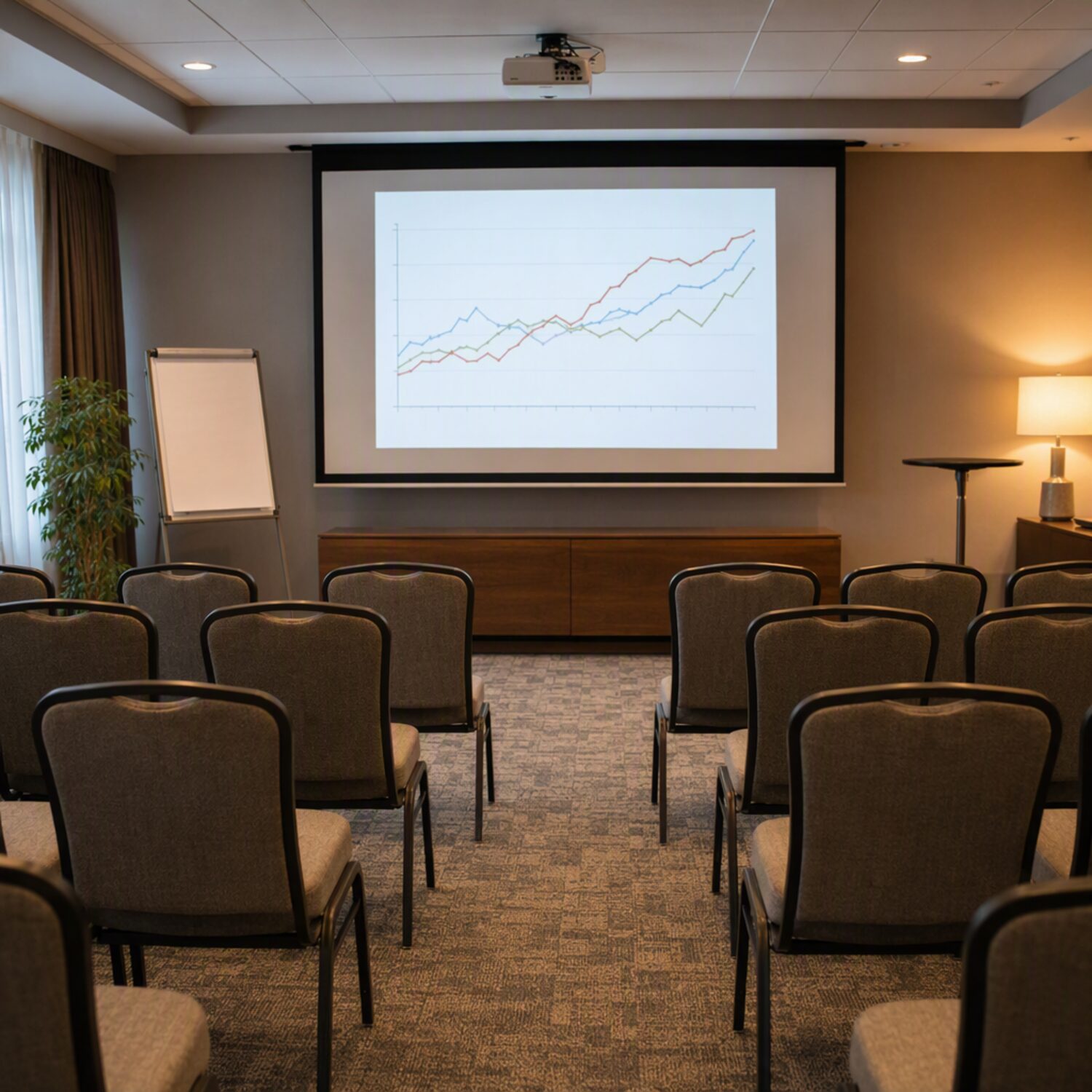 A seminar room before a live workshop