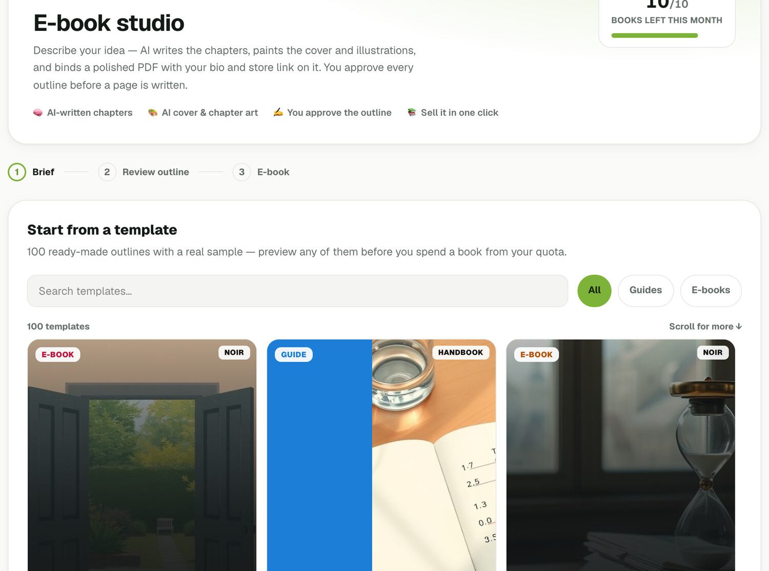 The template picker inside the Store.Fan dashboard