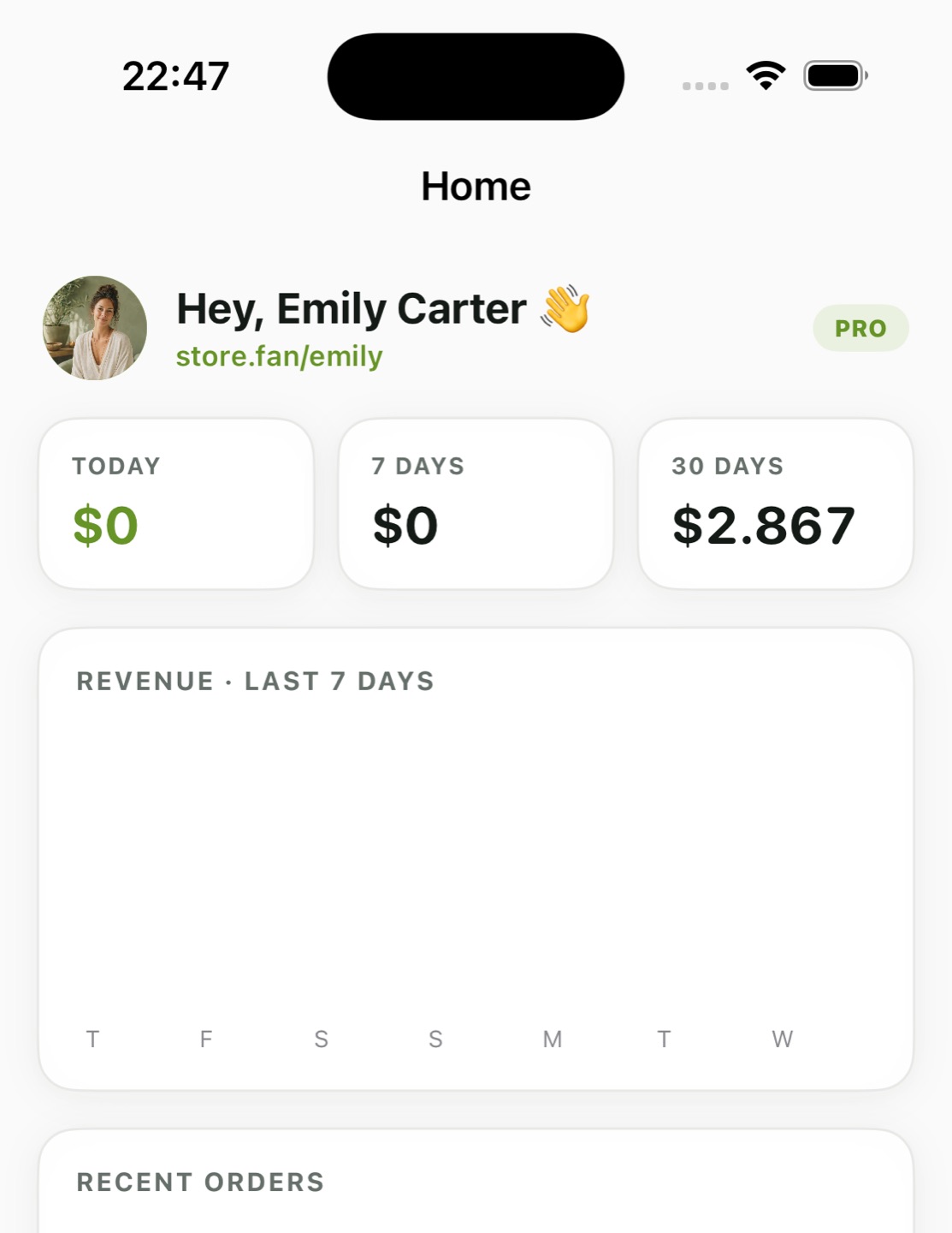 Home — live revenue