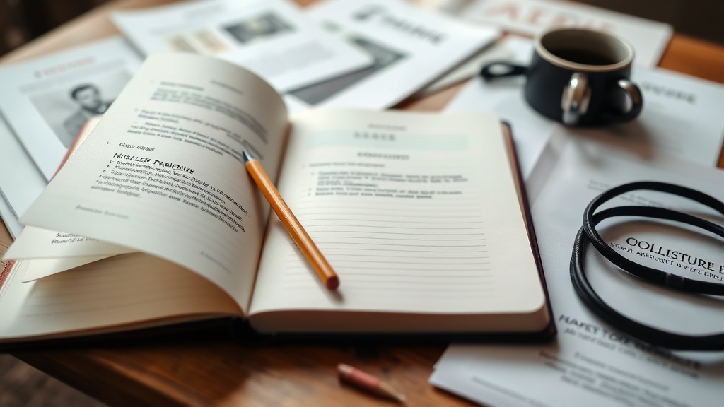 Course notebook beside finished project materials
