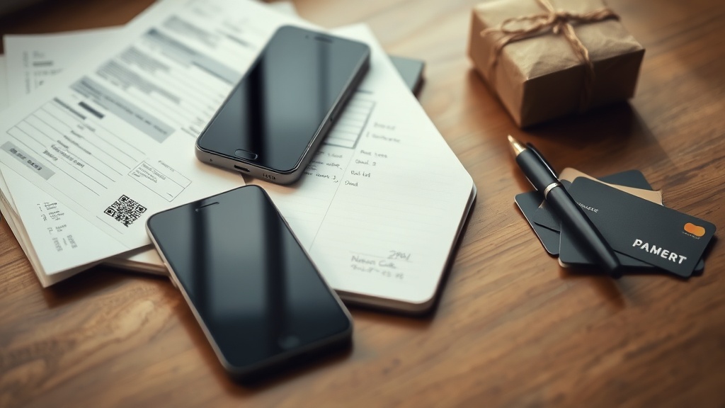 Phone, order notes, parcel and payment card