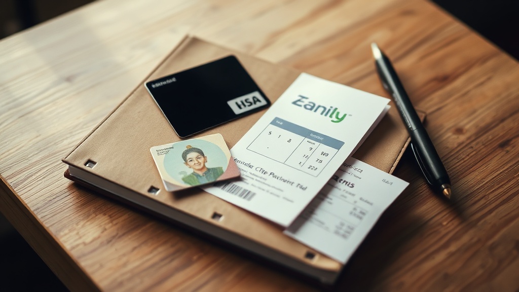 Open parcel beside notebook and payment card