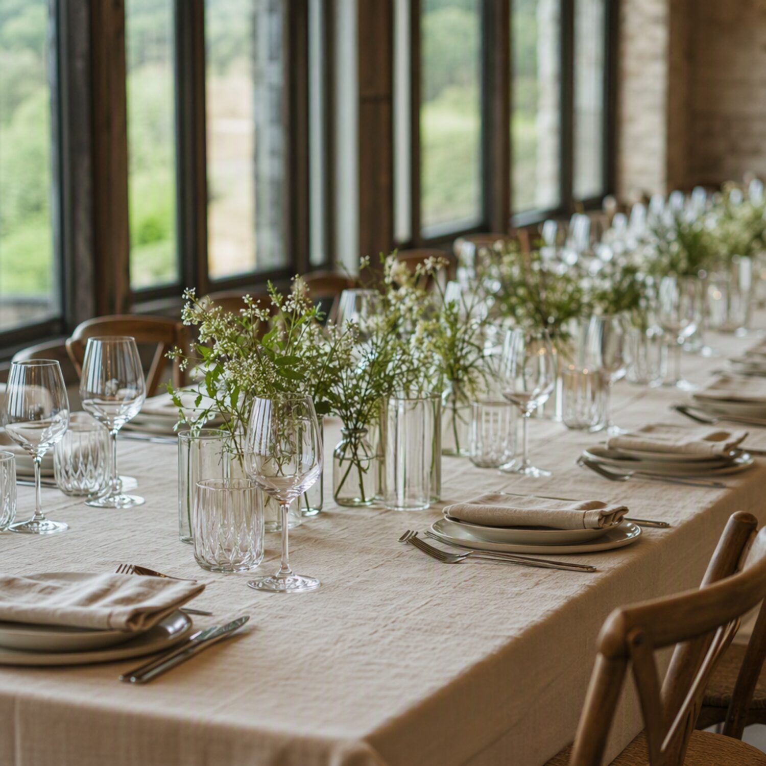 A laid table before an event