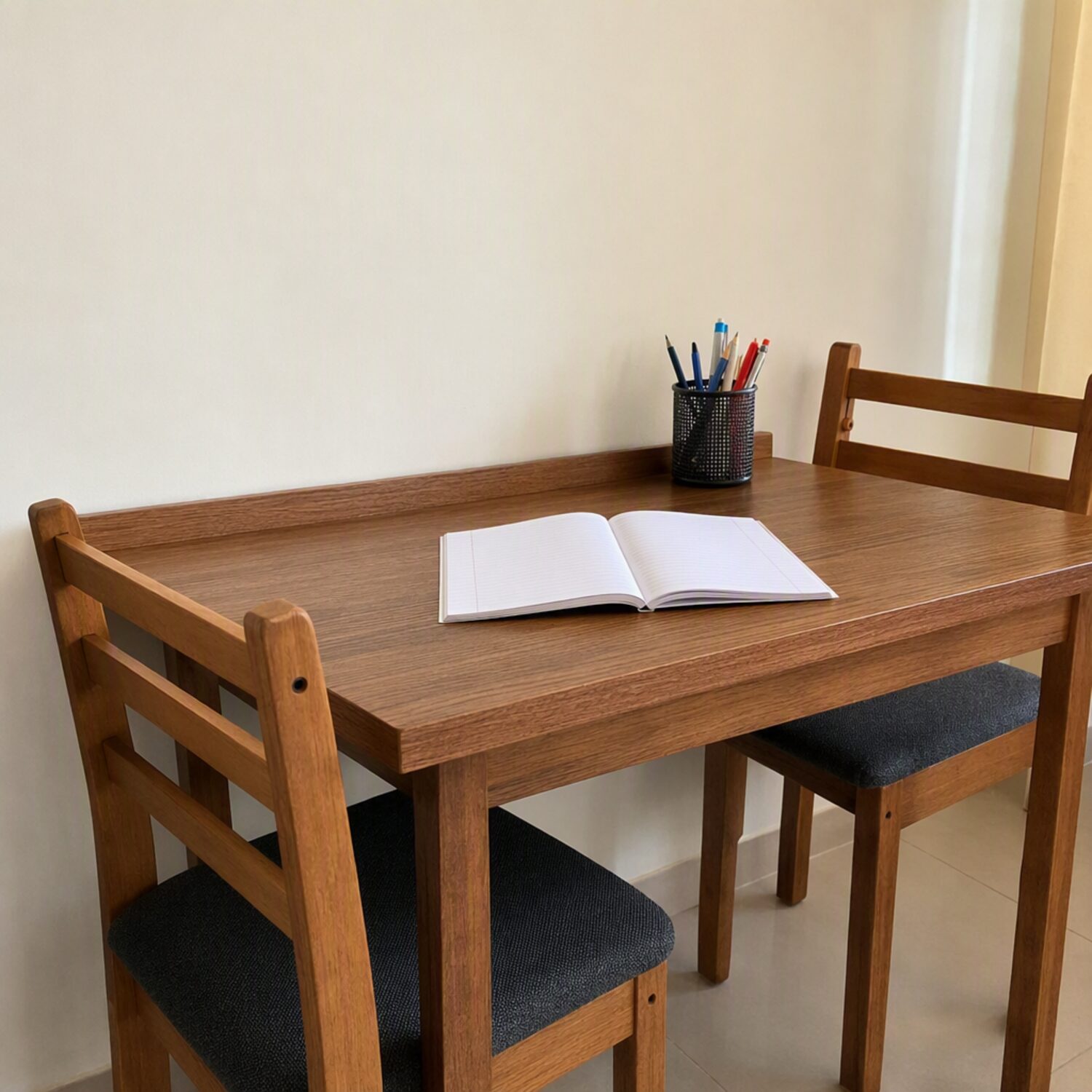 A study table set for a tutoring session