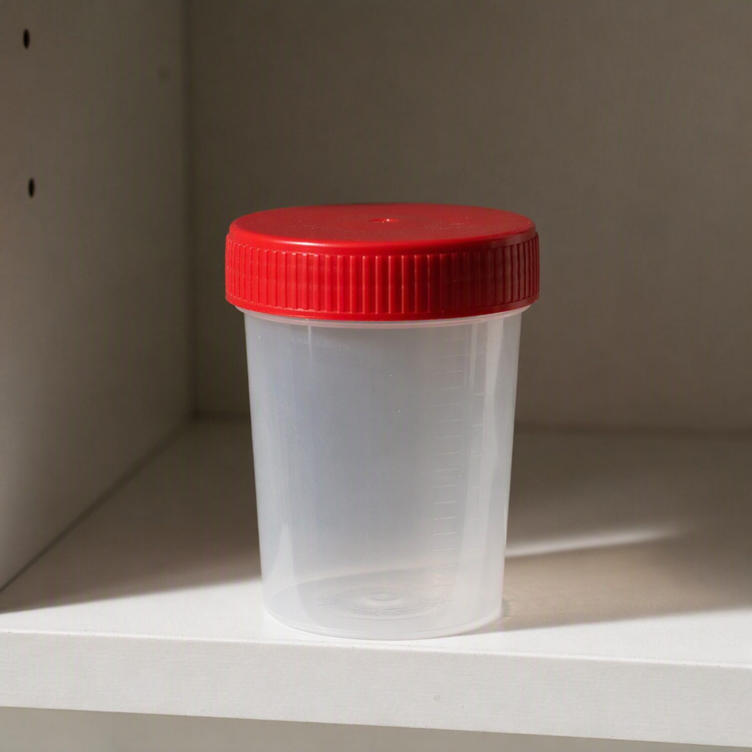 A specimen jar on a pale shelf