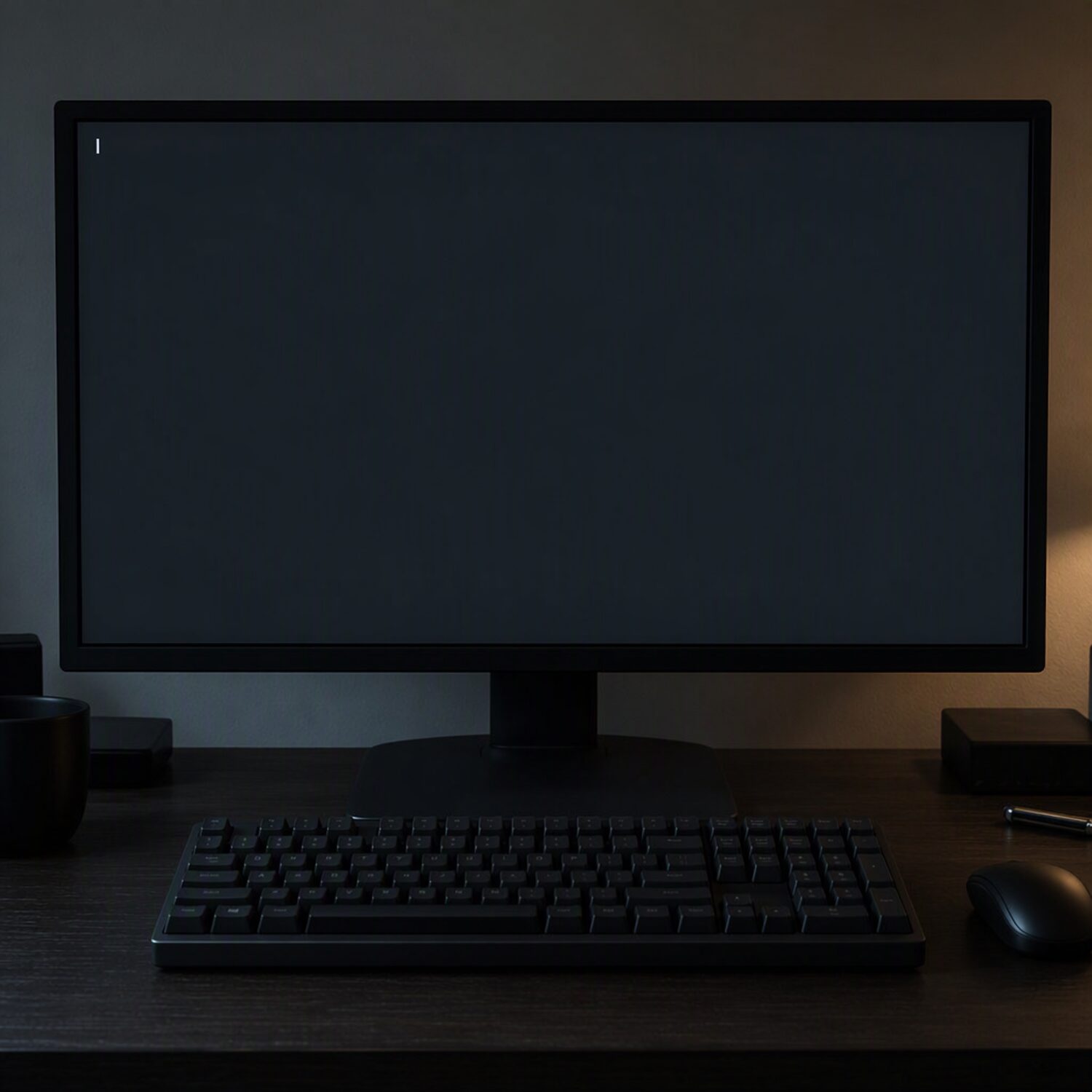A keyboard and a blank terminal window