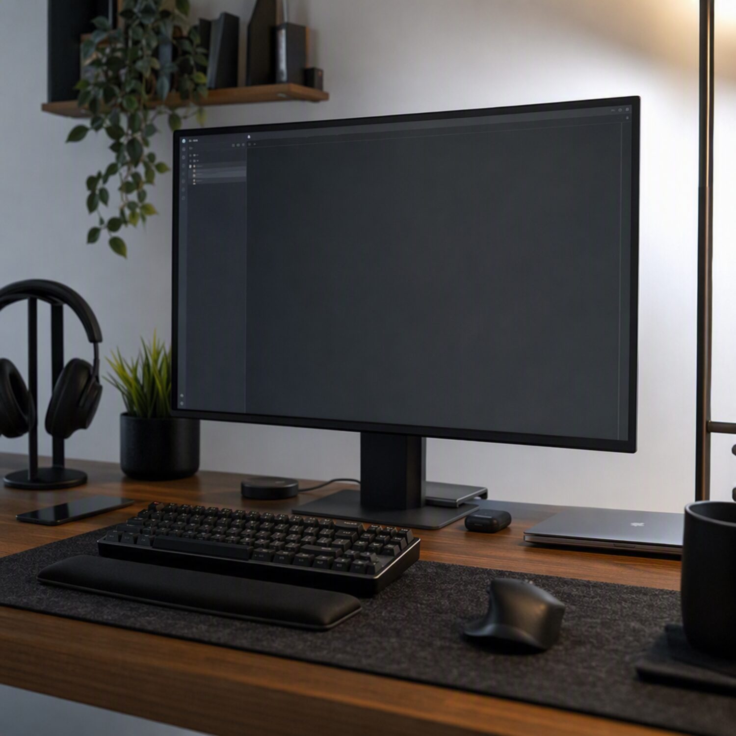 A mechanical keyboard and blank editor