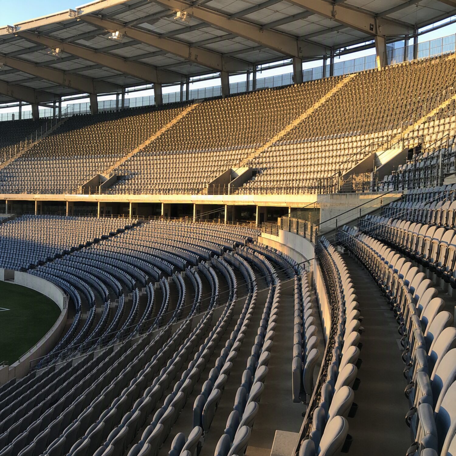 An empty stadium seating bowl