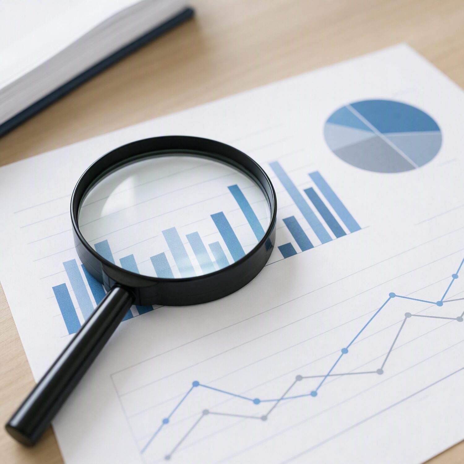 A magnifying glass on a printed chart